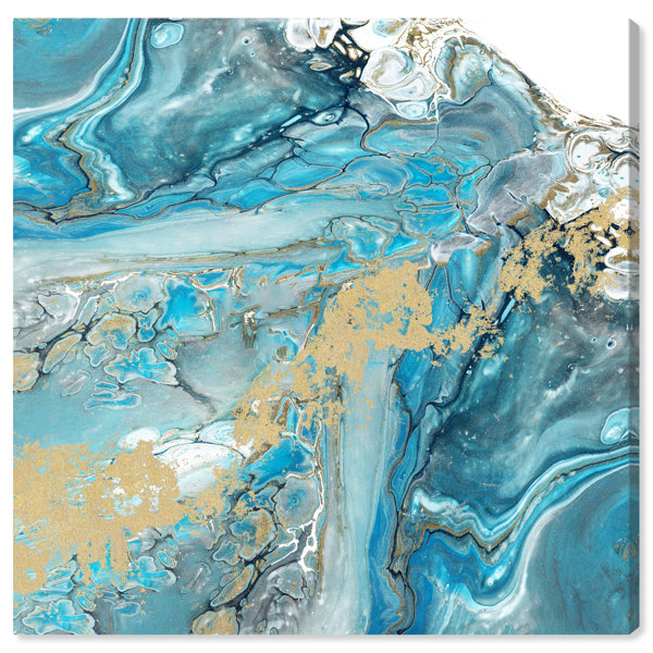 East Urban Home 'Relentless Abstract Turquoise' Painting on Wrapped